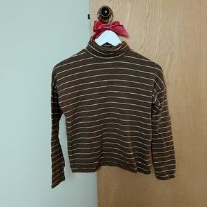 Madewell Mock Neck Top in Brown and White